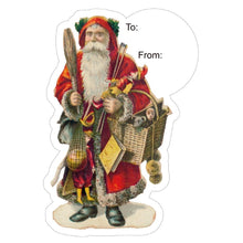 Load image into Gallery viewer, Santa Gift Tag Stickers, Vintage Inspired Christmas Gift To and From Stickers