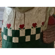 Load image into Gallery viewer, Carved Wooden Country Woman with Basket Made by Midwest of Cannon Falls