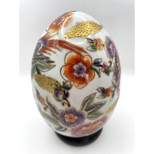 Load image into Gallery viewer, Vintage Hand Painted Moriage Egg, Floral and Bird Pattern with Gold Gilding