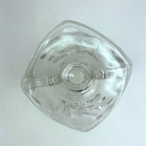 Vintage German Clear Glass Pedestal Taper Candle Holder with Handles