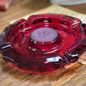 Fostoria Red Ruby Eagle Coin Ashtray