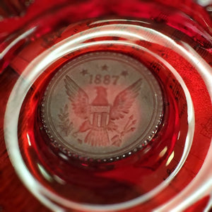 Fostoria Red Ruby Eagle Coin Ashtray