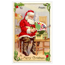 Load image into Gallery viewer, Santa Gift Tag Stickers, Vintage Inspired Christmas Gift To and From Stickers