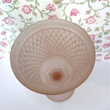 Load image into Gallery viewer, Vintage Pink Satin Diamond Point Chalice Vase, Frosted Depression Glass