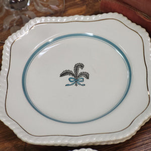 Johnson Bros. Old English "Prince of Wales" Teal Ivory Square Plate - Sold Separately