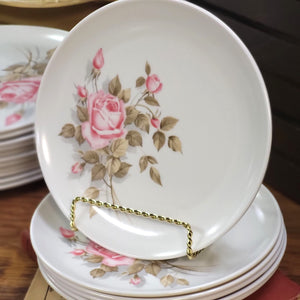 Melmac White w/Pink Roses Boontown Bread & Butter Plate