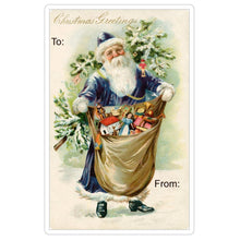 Load image into Gallery viewer, Santa Gift Tag Stickers, Vintage Inspired Christmas Gift To and From Stickers