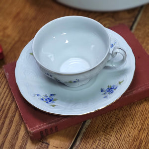 Vintage Bernadotte Czech Republic Porcelain Teacup & Saucer Forget Me Not Design