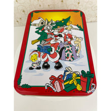 Load image into Gallery viewer, Vintage Looney Tunes Christmas Tin Box 1998 Bugs Bunny and Friends