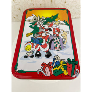 Vintage Looney Tunes Christmas Tin Box 1998 Bugs Bunny and Friends