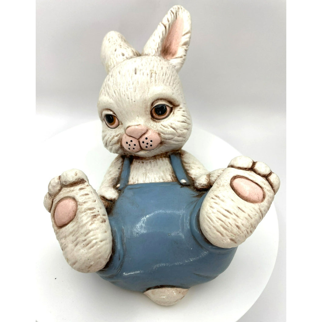 Vintage Hand Painted Ceramic Boy Bunny, Lazy Rabbit