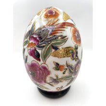 Load image into Gallery viewer, Vintage Hand Painted Moriage Egg, Floral and Bird Pattern with Gold Gilding