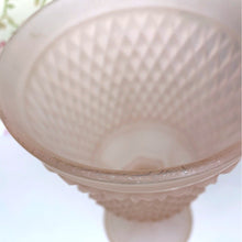 Load image into Gallery viewer, Vintage Pink Satin Diamond Point Chalice Vase, Frosted Depression Glass