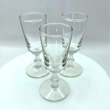 Load image into Gallery viewer, Vintage Clear Cordial Liqueur Shot Glasses - Stemmed Aperitif Barware Set of 3