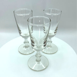 Vintage Clear Cordial Liqueur Shot Glasses - Stemmed Aperitif Barware Set of 3