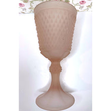 Load image into Gallery viewer, Vintage Pink Satin Diamond Point Chalice Vase, Frosted Depression Glass