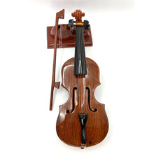 Load image into Gallery viewer, Miniature Wooden Violin with Bow on a Wooden Base, Made in Vietnam