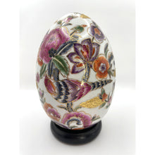 Load image into Gallery viewer, Vintage Hand Painted Moriage Egg, Floral and Bird Pattern with Gold Gilding