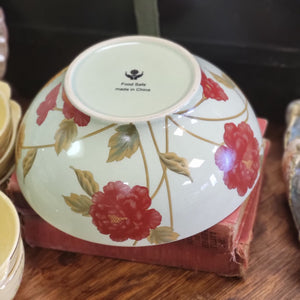 Decorative bowl with Red and Brown Floral Design