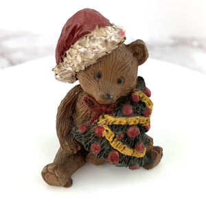 Vintage Rustic Christmas Bear Figurine Collection Set of 5 Holiday Teddy Bears