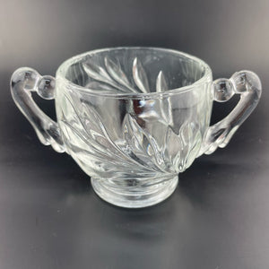 Vintage Indiana Glass Willow Pattern Sugar Dish, Mid Century Glass Sugar Bowl