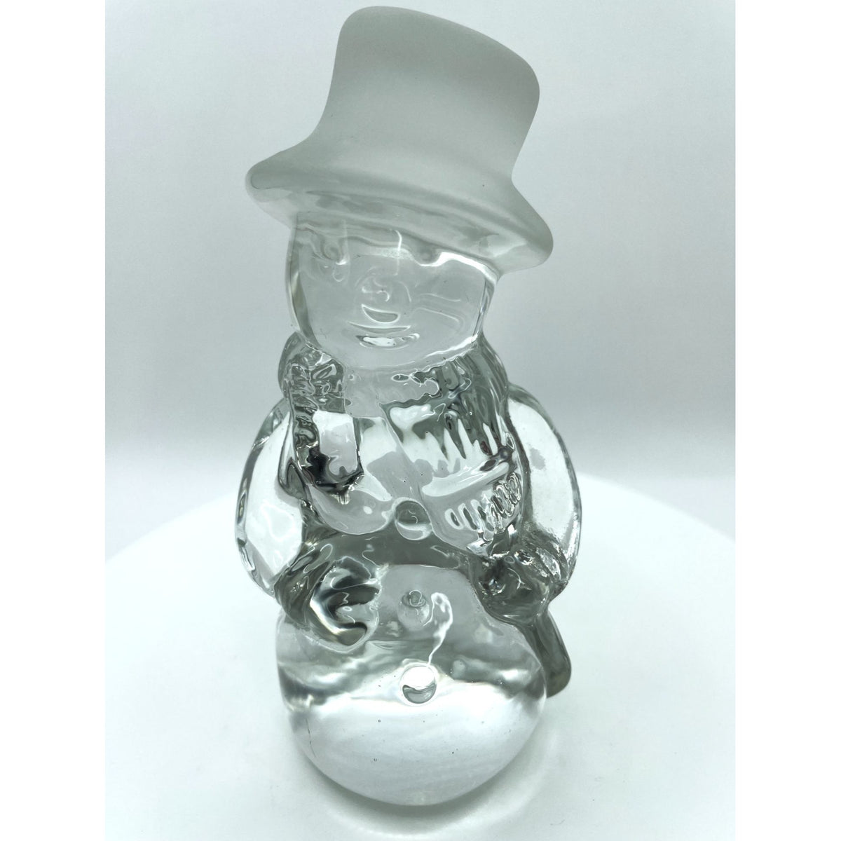 Crystal Snowman Paperweight with Frosted Top Hat Christmas Holiday Dec ...