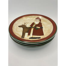 Load image into Gallery viewer, Debbie Mumm Zak Designs Folk Art Santa Decorative Plates - Set of 4