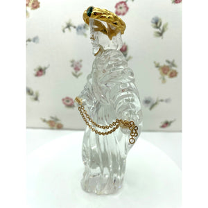 Vintage Gorham Crystal King Gaspar with gold chain, Wiseman Nativity figurine