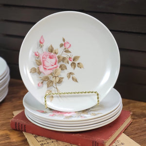 Melmac White w/Pink Roses Boontown Bread & Butter Plate