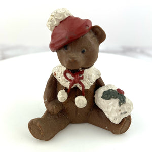 Vintage Rustic Christmas Bear Figurine Collection Set of 5 Holiday Teddy Bears