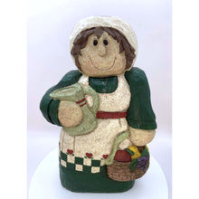 Load image into Gallery viewer, Carved Wooden Country Woman with Basket Made by Midwest of Cannon Falls