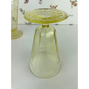 Anchor Hocking Yellow Princess Parfait Footed Depressionware Glasses/Goblets - Set of 4