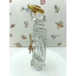 Vintage Gorham Crystal King Gaspar with gold chain, Wiseman Nativity figurine