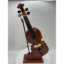 Load image into Gallery viewer, Miniature Wooden Violin with Bow on a Wooden Base, Made in Vietnam