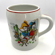 Load image into Gallery viewer, Vintage Child&#39;s Cowboys and Indians Mug, German Porcelain Stein