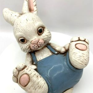 Vintage Hand Painted Ceramic Boy Bunny, Lazy Rabbit