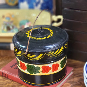 Toleware Tin Bucket/Lunch pail with Metal Handle