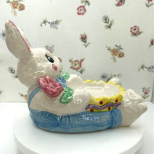 Load image into Gallery viewer, Ceramic Sponge Bunny, Spongeware Caddy by Hermitage Pottery