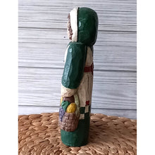 Load image into Gallery viewer, Carved Wooden Country Woman with Basket Made by Midwest of Cannon Falls