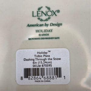 Lenox Holiday Tidbit Plate - Dashing Through the Snow - 6" Square Plate
