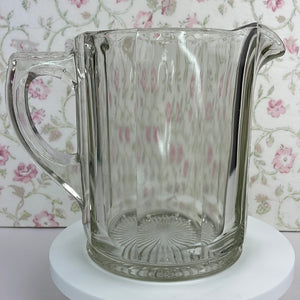 Vintage Glass Water Pitcher with Starburst Base, EAPG Pressed Glass Antique Farmhouse Decor