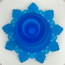 Load image into Gallery viewer, Westmoreland Blue Satin Glass/Frosted Ring and Petals Pattern Candle Holder
