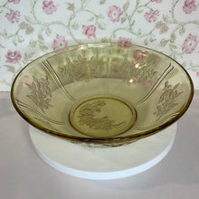 Load image into Gallery viewer, Amber Sharon Cabbage Rose Serving Bowl, Yellow Federal Glass Depression Ware