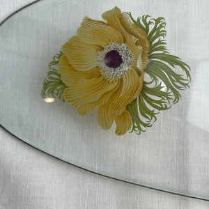 Vintage Chance Glass Fiestaware Anemone-Pattern Oval Glass Dish/Tray with Floral Design