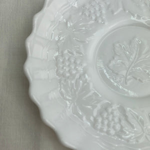 Imperial Glass Grape Cluster Pattern Footed Milk Glass Plate