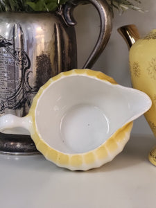 Vintage Creamer with Scalloped Edge and Yellow Ombre with Floral Design