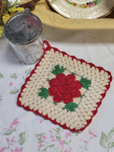 Load image into Gallery viewer, Vintage Crocheted Trivet - Rose