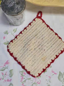 Vintage Crocheted Trivet - Rose