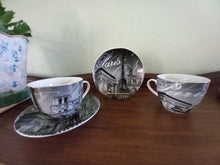 Load image into Gallery viewer, Set of 2 &quot;OH LALA&quot; Paris teacups and saucers