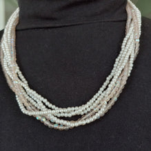 Load image into Gallery viewer, Vintage Napier White 6 strand 20&quot; Necklace - 4 Strands of Faux Seed Pearls and 2 Strands of Pinkish Plastic Beads